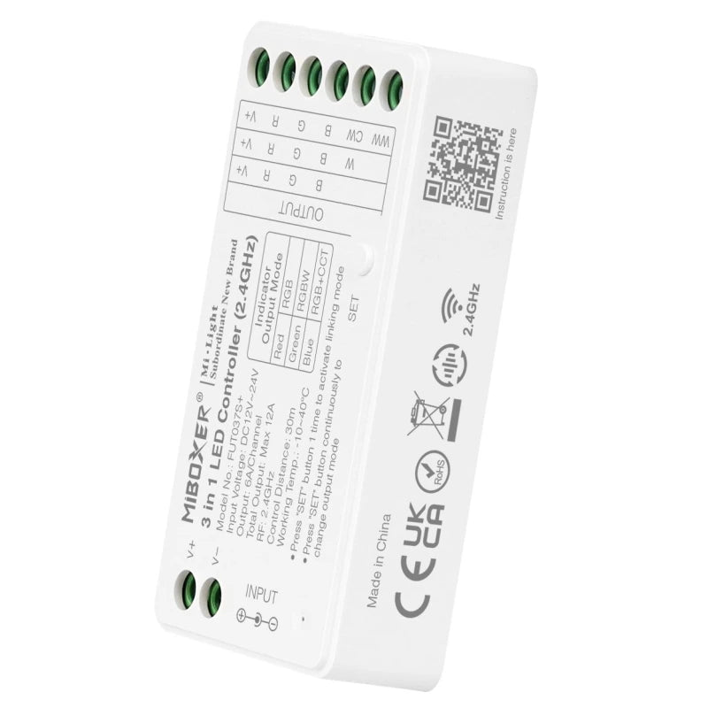 MiLight univerzális LED szalag vezérlés, RGB - RGBW - RGBCCT, 12 - 24V, 12A - Leddy.hu