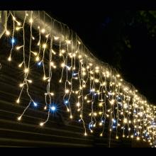 Csillogó fényfüggöny, 10m / 600 db melegfehér LEDen sziporkázó hidegfehér LED, adapterrel, kül - és beltéri - Leddy.hu