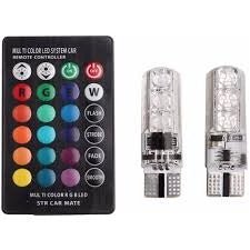 RGB (színváltós), T10 foglalatú, autó LED izzó, távirányítóval - Leddy.hu
