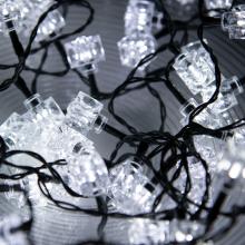 Hidegfehér fényfüzér, 50 db akril kockával, beltéri - Leddy.hu