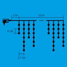 Színes fényfüggöny, 10m / 300 db színes LED, 8 fényprogram, adapterrel, kül - és beltéri - Leddy.hu
