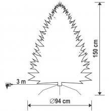 Műfenyő beépített világítással, 150 cm magas, 94 cm átmérő, 250 LED, talpkapcsolóval, 4 funkciós - Leddy.hu