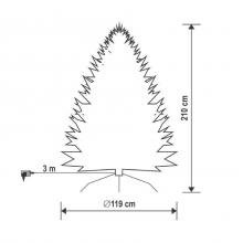 Műfenyő beépített világítással, 210 cm magas, 119 cm átmérő, 500 LED, talpkapcsolóval, 4 funkciós - Leddy.hu