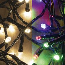 DUAL COLOR fényfüzér, 7m / 100db melegfehér és színes LED, 2fényprogram, adapterrel, kül - és beltéri - Leddy.hu