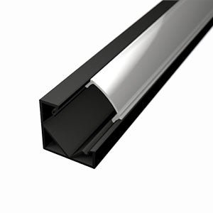 Sarok LED profil fekete színű + víztiszta fedő - Leddy.hu