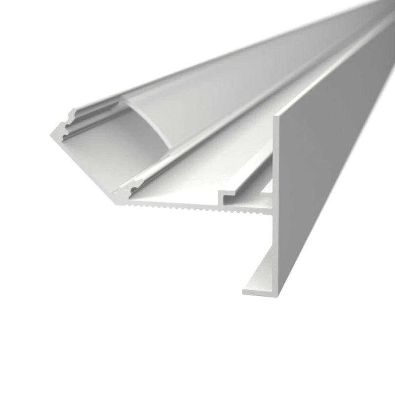 Gipszkarton LED szalag profil rejtett világításhoz (fehér színű) - eloxált víztiszta fedővel - Leddy.hu