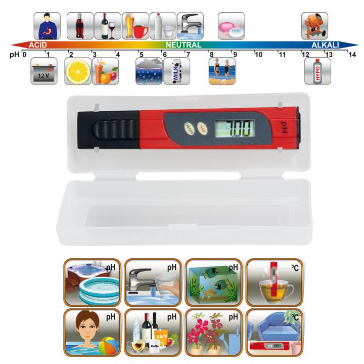 LCD - kijelzős hőmérő és pH teszter - Leddy.hu