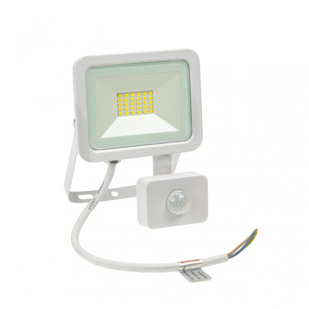 Mozgásérzékelős LED reflektor, fehér színű, 20 W, 3000 K - Leddy.hu