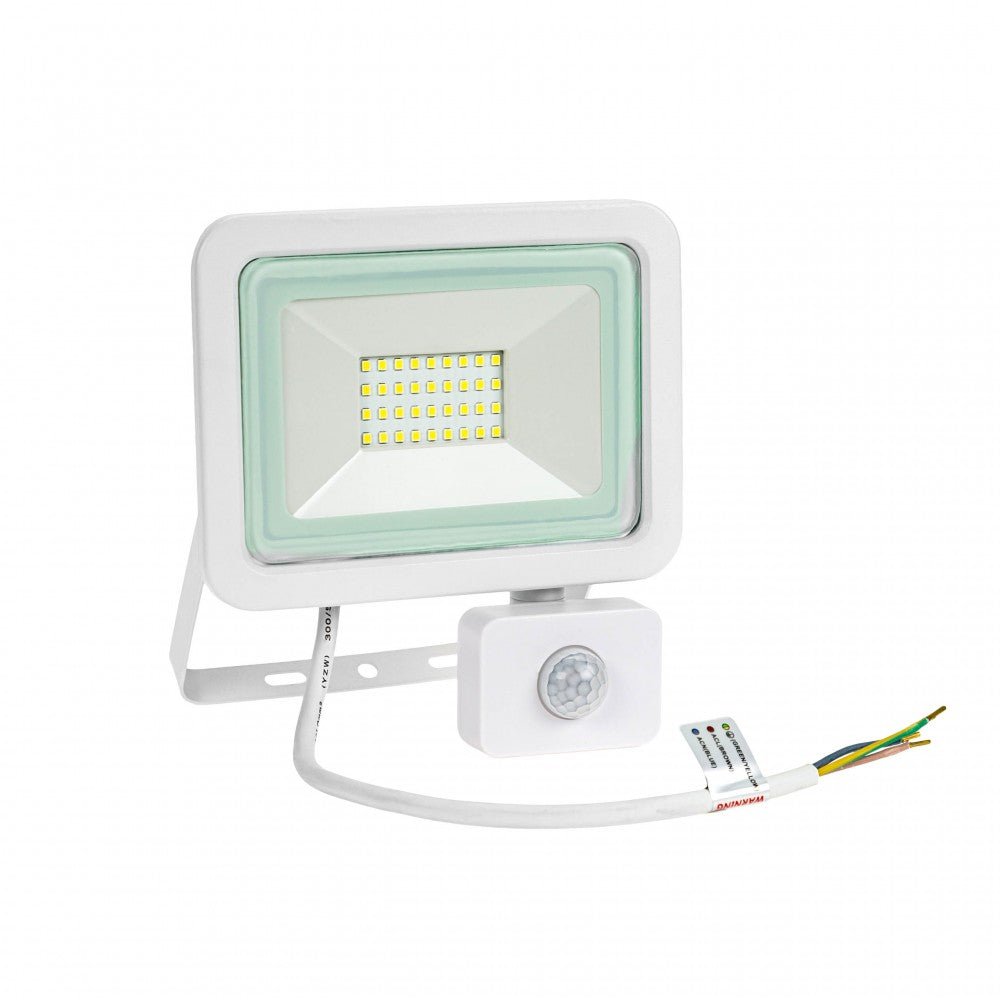 Mozgásérzékelős LED reflektor, fehér színű, 30 W, 4000 K - Leddy.hu