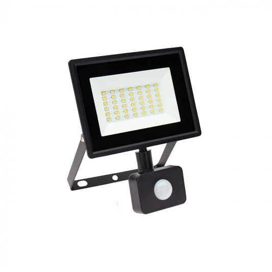 Mozgásérzékelős LED reflektor, fekete színű, 30 W, 6000 K - Leddy.hu