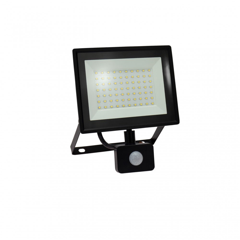 Mozgásérzékelős LED reflektor, fekete színű, 50 W, 4000 K - Leddy.hu