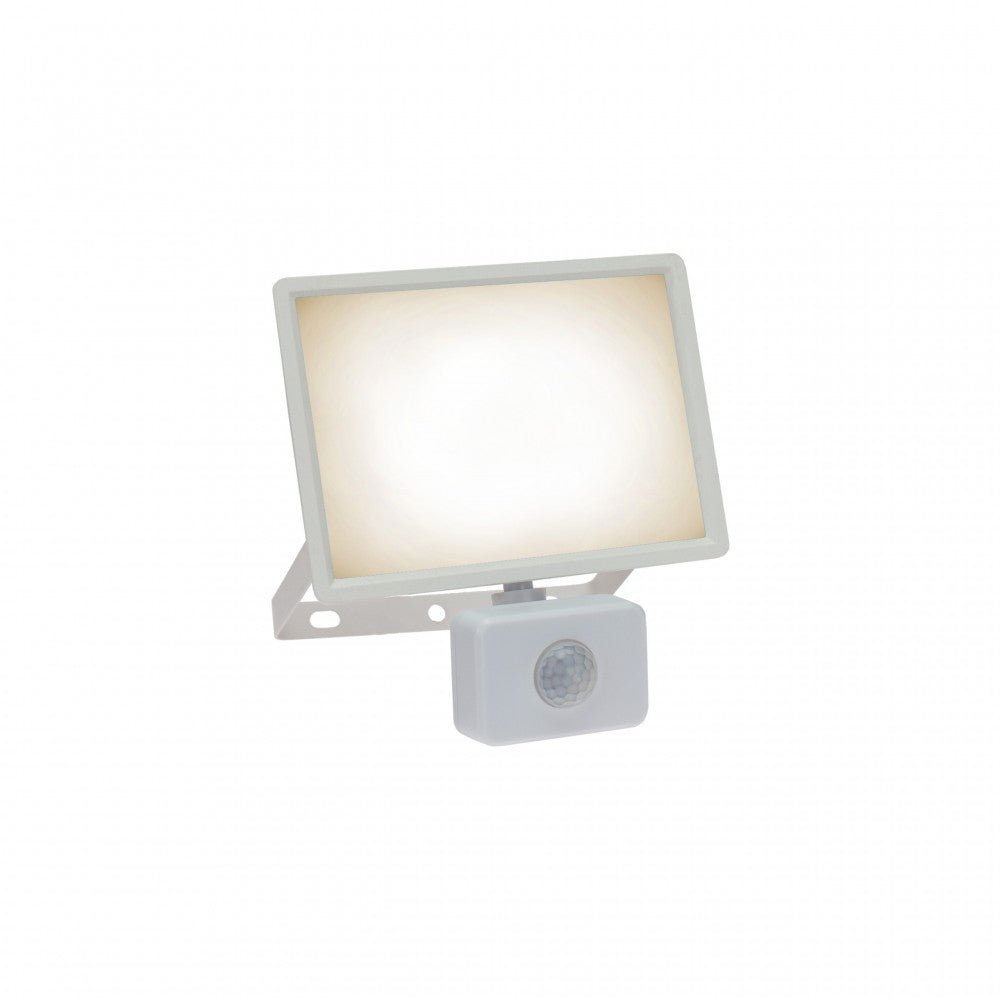 Mozgásérzékelős LED reflektor, fehér színű, 30 W, 3000 K - Leddy.hu