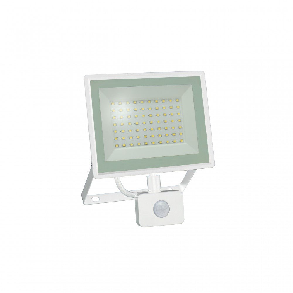 Mozgásérzékelős LED reflektor, fehér színű, 50 W, 4000 K - Leddy.hu