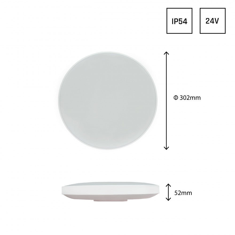 Mennyezeti körpanel, fekete/fehér gyűrűvel, 24 W, 6000 K, IP54 - Leddy.hu