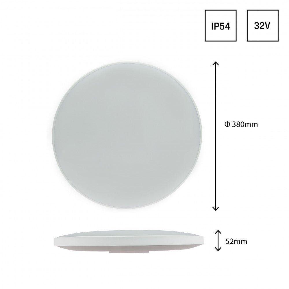Mennyezeti körpanel, fekete/fehér gyűrűvel, 32 W, 4000 K, IP54 - Leddy.hu