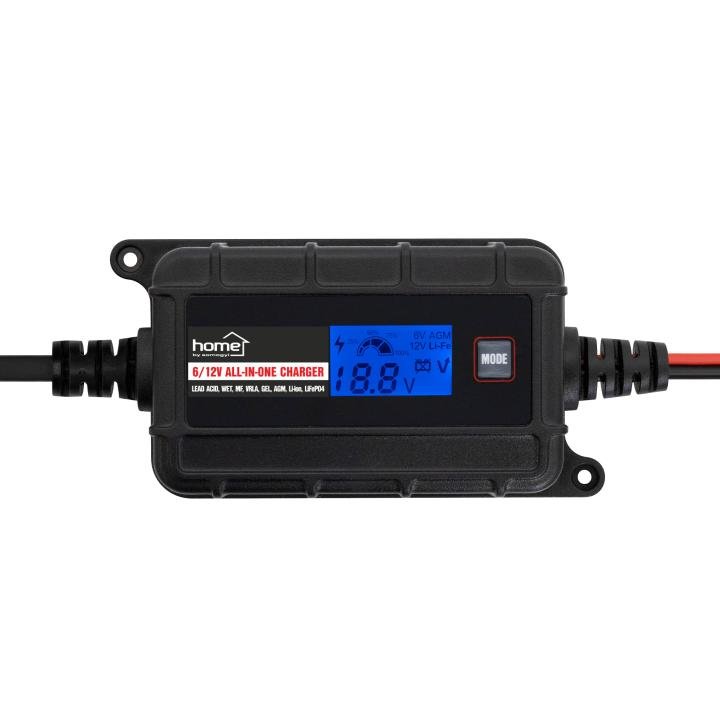 SMART akkumulátortöltő, 6-12V/2A,LCD kijelző, teljesen automatikus, minden elterjedt akkutípushoz, kétféle csatlakozókábellel