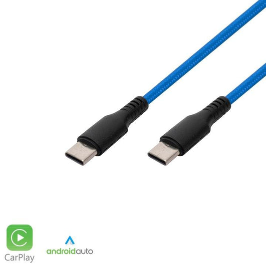USB - C/USB - C töltő és adatkábel, 1 m, kék szövött borítás - Leddy.hu
