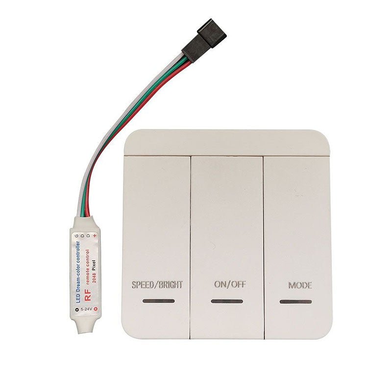 Egyszínű Digitális LED szalag vezérlés, RF (rádiófrekvenciás), 3 gombos fali kapcsolóval, 10 programmal - Leddy.hu
