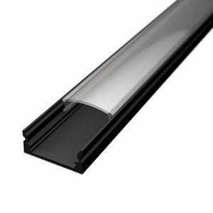 U alakú LED profil fekete színű + víztiszta fedő - Leddy.hu