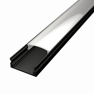 Dupla széles U alakú LED profil fekete színű + opál fedő - Leddy.hu