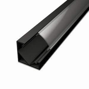 Sarok LED profil fekete színű + opál fedő - Leddy.hu