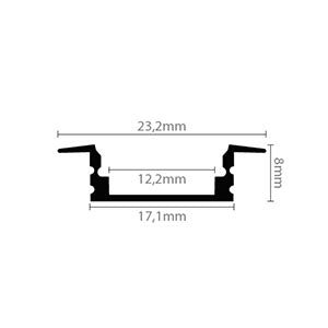 Süllyeszthető LED profil fekete színű + víztiszta fedő - Leddy.hu