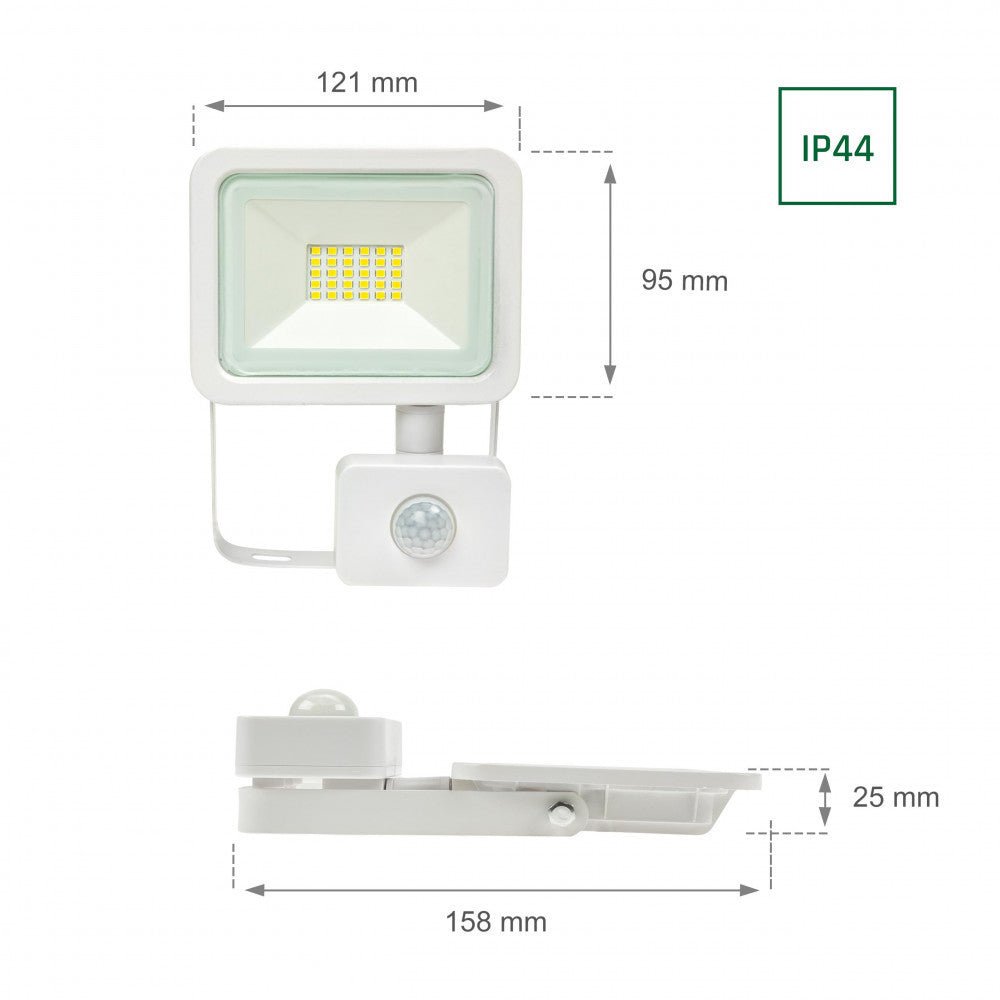 Mozgásérzékelős LED reflektor, fehér színű, 20 W, 3000 K - Leddy.hu