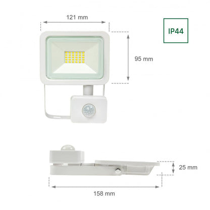Mozgásérzékelős LED reflektor, fehér színű, 20 W, 3000 K - Leddy.hu