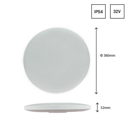Mennyezeti körpanel, fekete/fehér gyűrűvel, 32 W, 4000 K, IP54 - Leddy.hu
