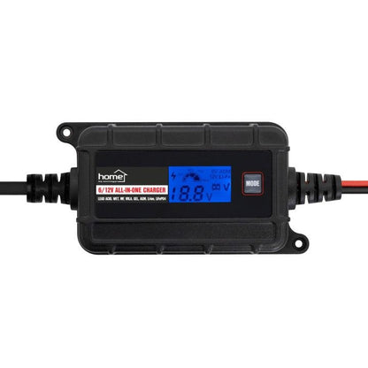 SMART akkumulátortöltő, 6-12V/2A,LCD kijelző, teljesen automatikus, minden elterjedt akkutípushoz, kétféle csatlakozókábellel